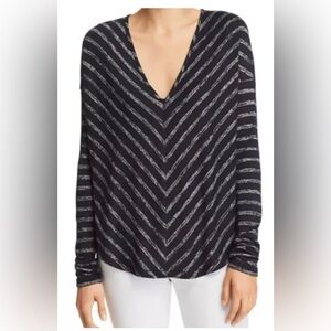 Rag & Bone Navy White Chevron Striped V-Neck Top Dolman Medium EUC